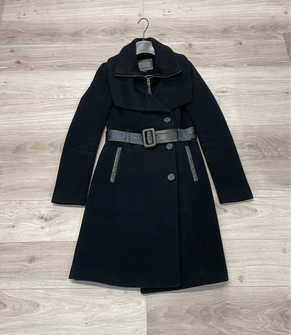 Mackageマッカージュブラック カシミア混ウールコート(xs)ベルト付