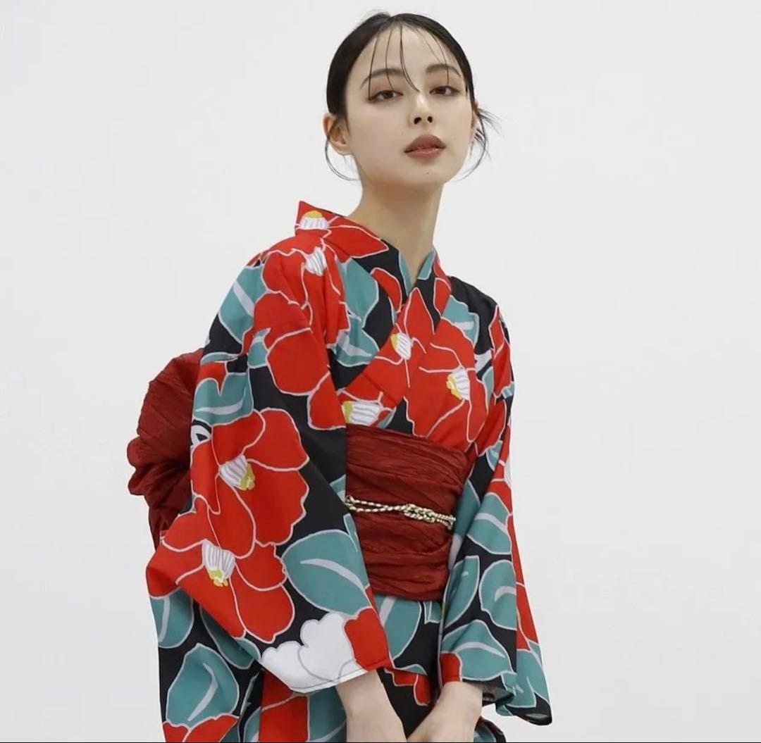 ワンピース浴衣3点セット（キャミワンピース＋羽織り＋兵児帯）　Lサイズ