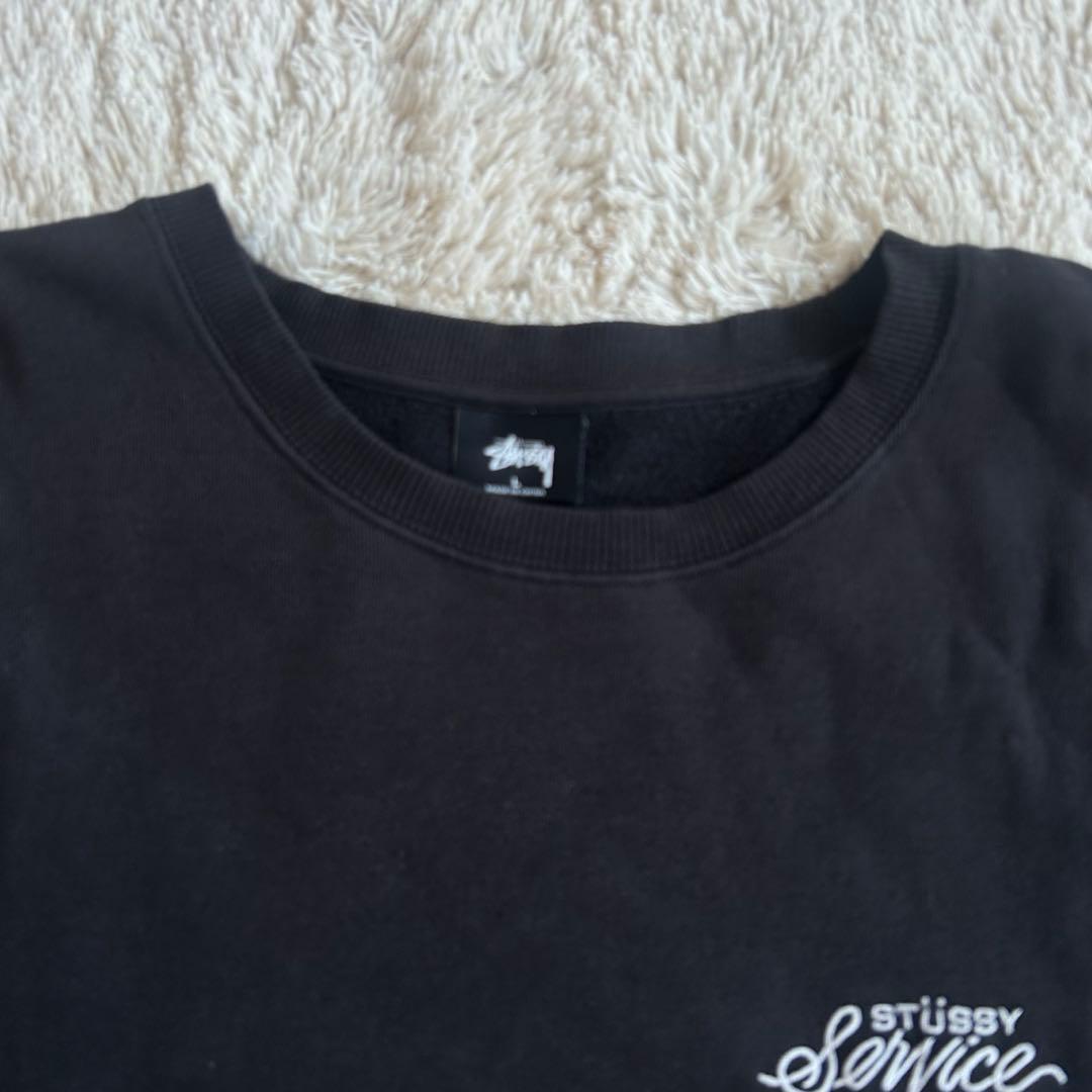 STUSSY スウェットトレーナー　L　ブラック　刺繍ロゴ　ワンポイント　古着