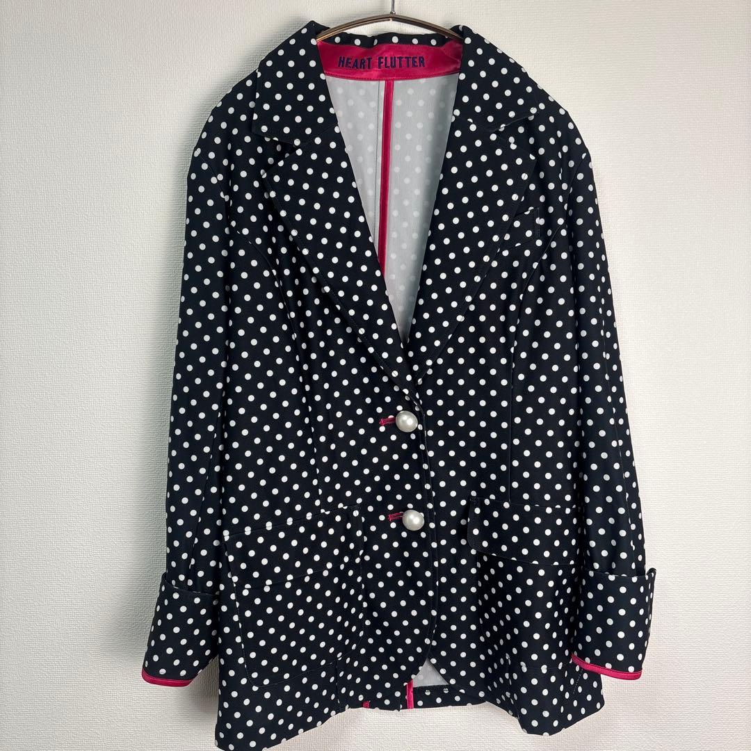 美品 レジィーナロマンティコ ドット柄 テーラードジャケット パールボタン 38