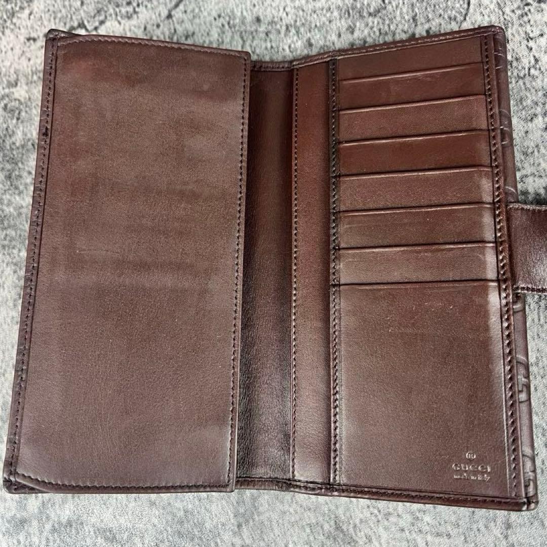 GUCCI シマ レザー エンボス GG ゴールド金具 Wホック