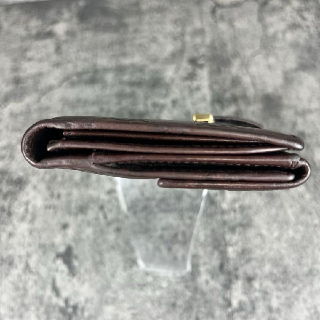 GUCCI シマ レザー エンボス GG ゴールド金具 Wホック