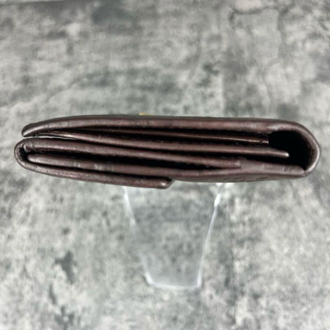 GUCCI シマ レザー エンボス GG ゴールド金具 Wホック