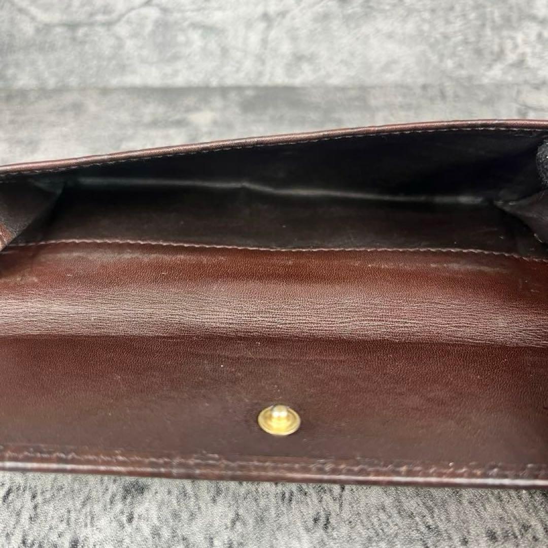 GUCCI シマ レザー エンボス GG ゴールド金具 Wホック