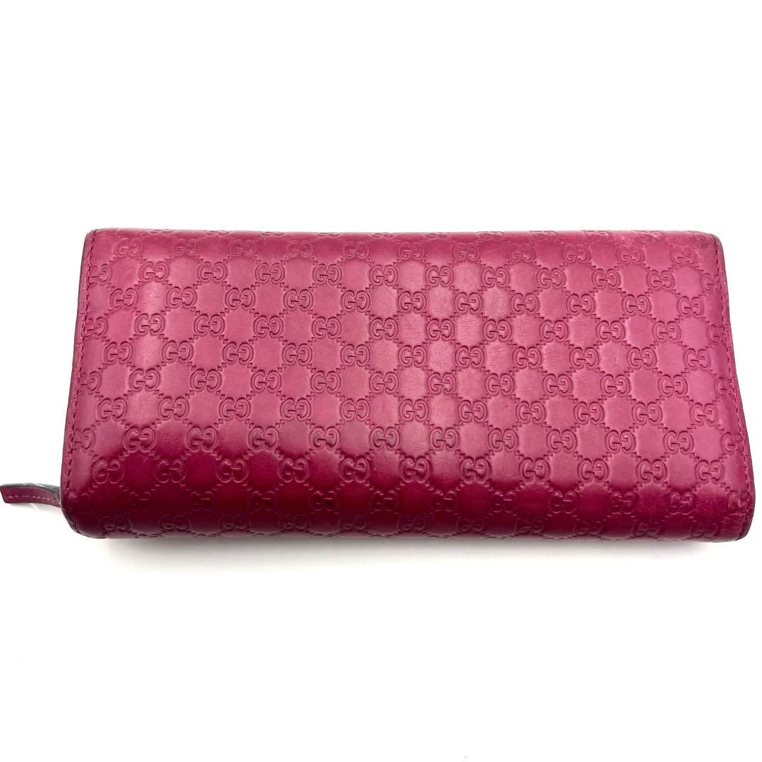 希少色✨ グッチ ウォレット マイクロシマ 長財布 ピンク ロゴプレート レザー