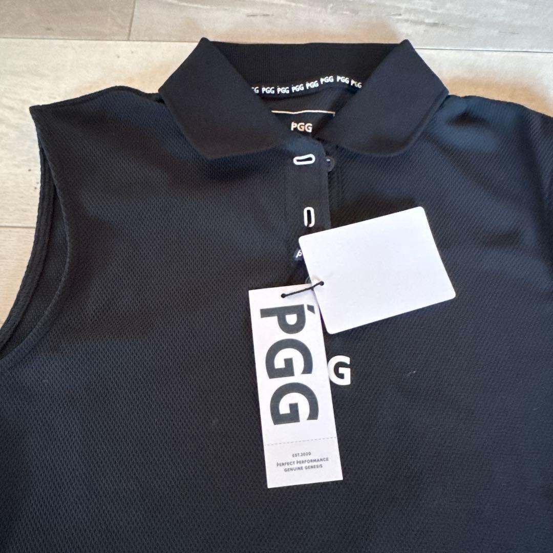 新品　PGG レディース ゴルフ ノースリーブポロシャツ ネイビー　1