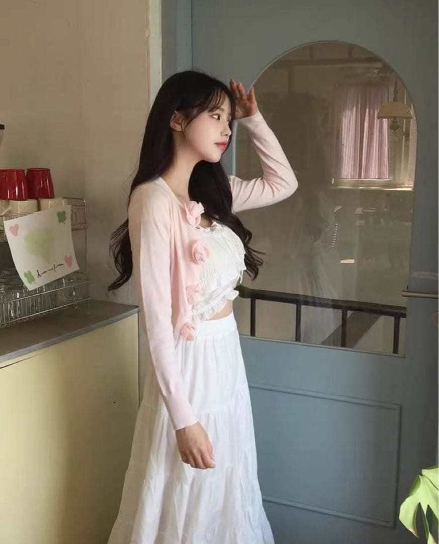 treatürselfニットカーディガン　ピンク