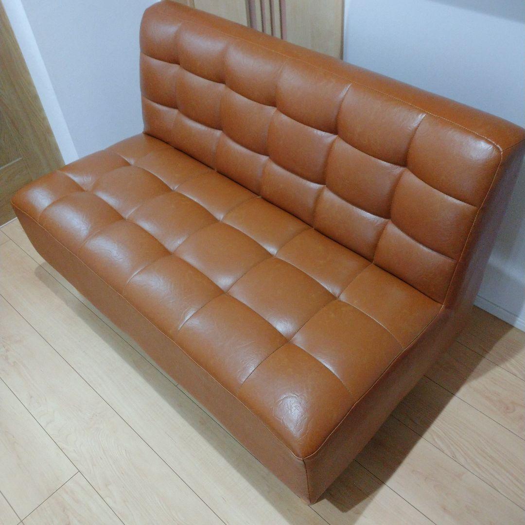 【最終値下げ】Megan ブラウン 合成皮革 2人掛けソファー