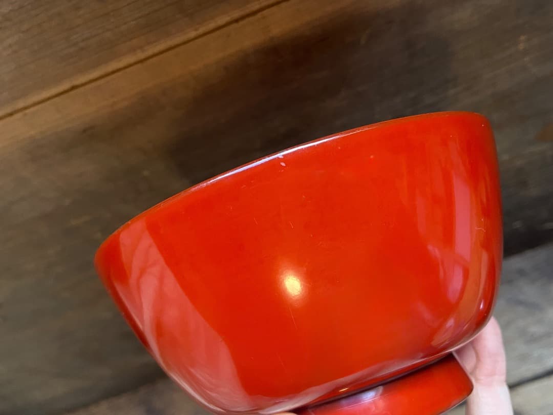 ミャ　プロフ必読願います♪ 能登蔵出し 輪島塗 朱漆 入れ子 四つ椀 4客