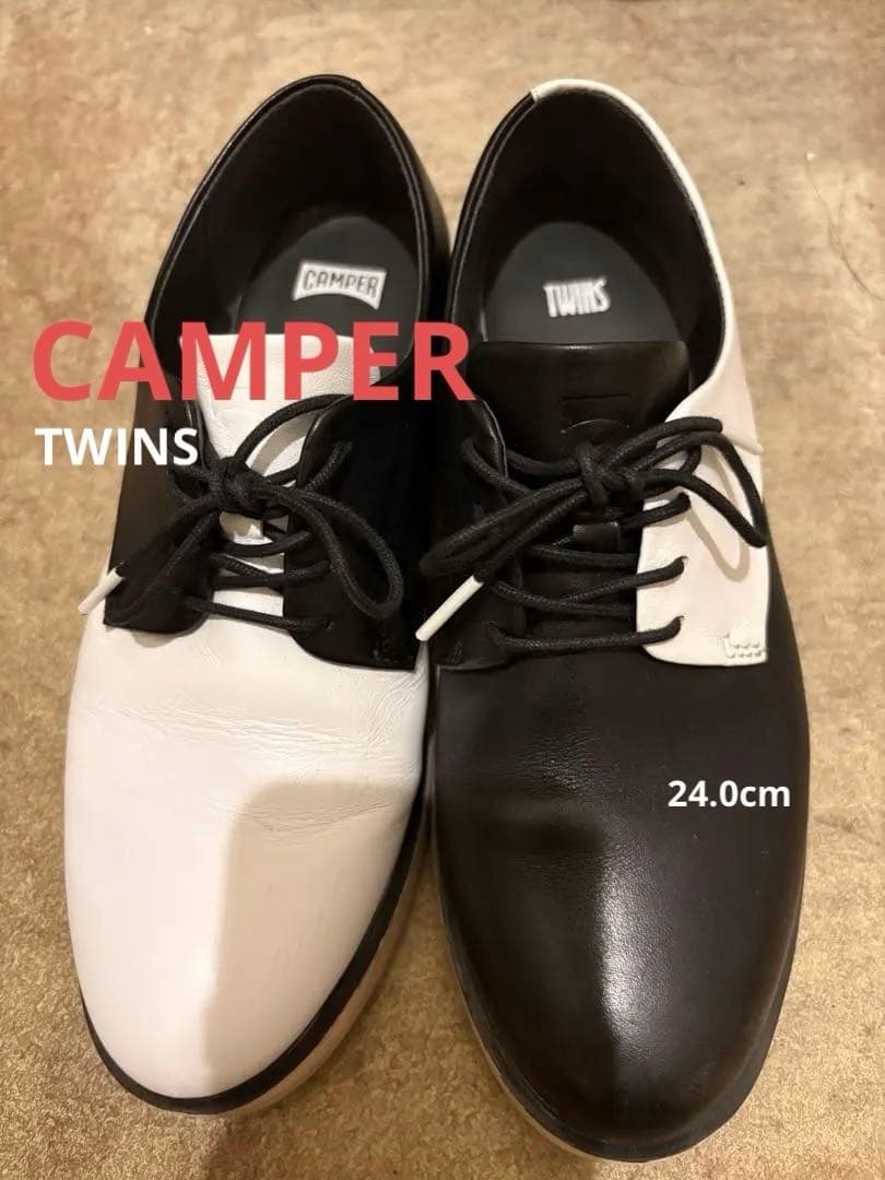 カンペール CAMPER ツインズ TWINS 24㎝ 美品 ブラック ホワイト