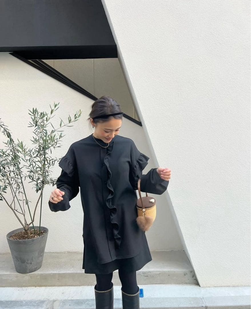 【新品未使用】ロージーモンスター　ウォーミーラッフルチュニック　ブラック