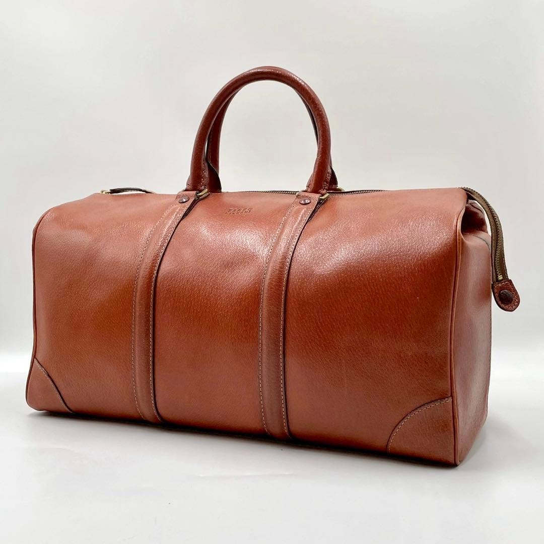 タケオキクチ ボストンバッグ オールレザー キャメル ブラウン 大容量