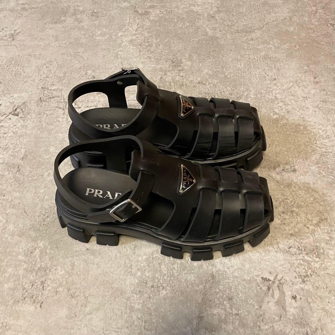 専用PRADA モノリス ラバー サンダル Black プラダ