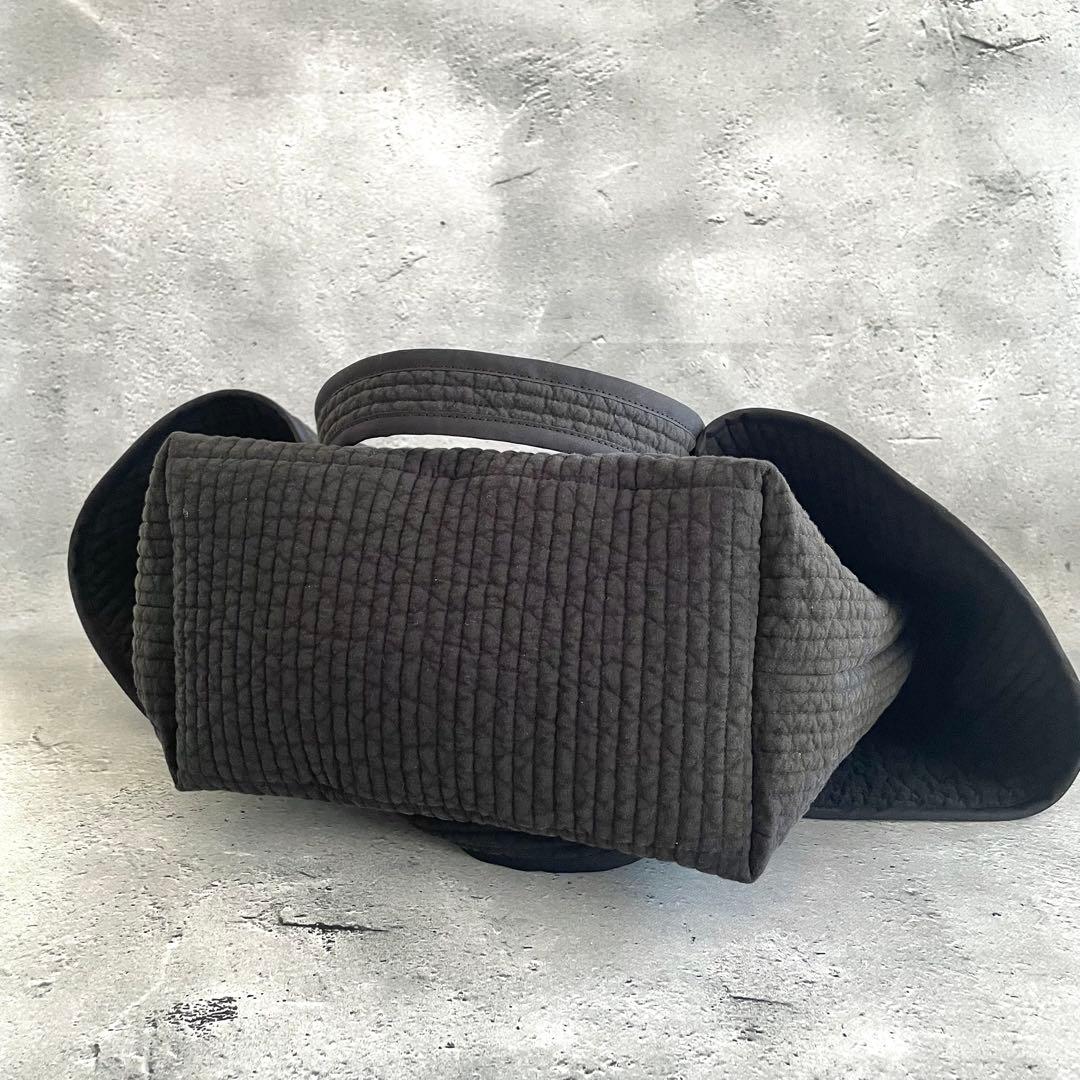 フレアフリル付きトートバッグ（L）　2way 　BK　ヌビバッグ　ハンドメイド