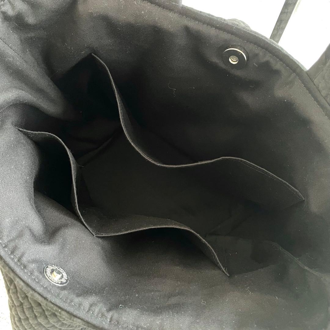 フレアフリル付きトートバッグ（L）　2way 　BK　ヌビバッグ　ハンドメイド