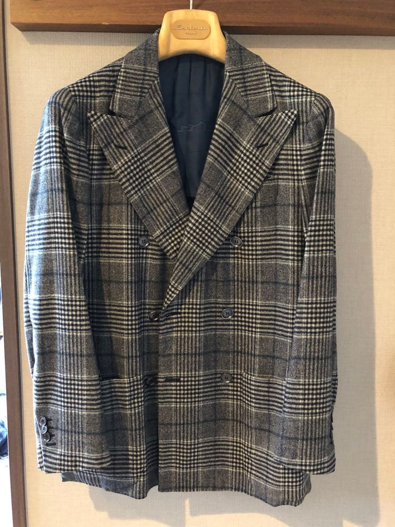 Santario チェック柄 ダブルブレストジャケット 44
