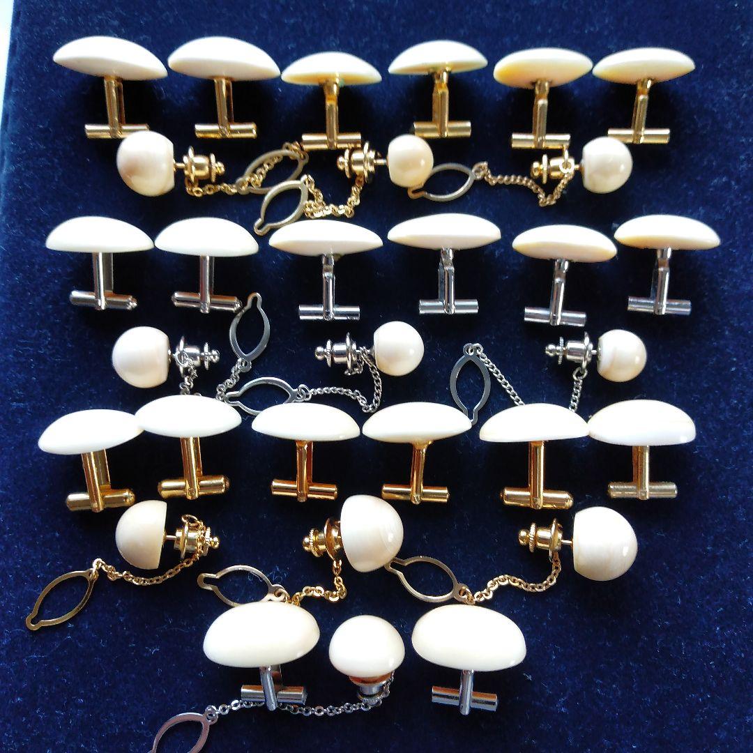 鯨歯　マッコウクジラ　カウス・ネクタイピン10セット（箱なし）①
