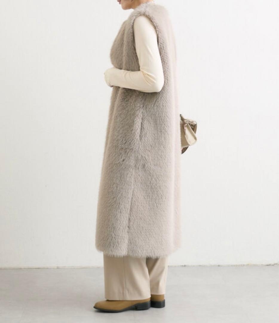 24AW イアパピヨネ スミスタイル フェイクフォックスロングベスト　ジレ