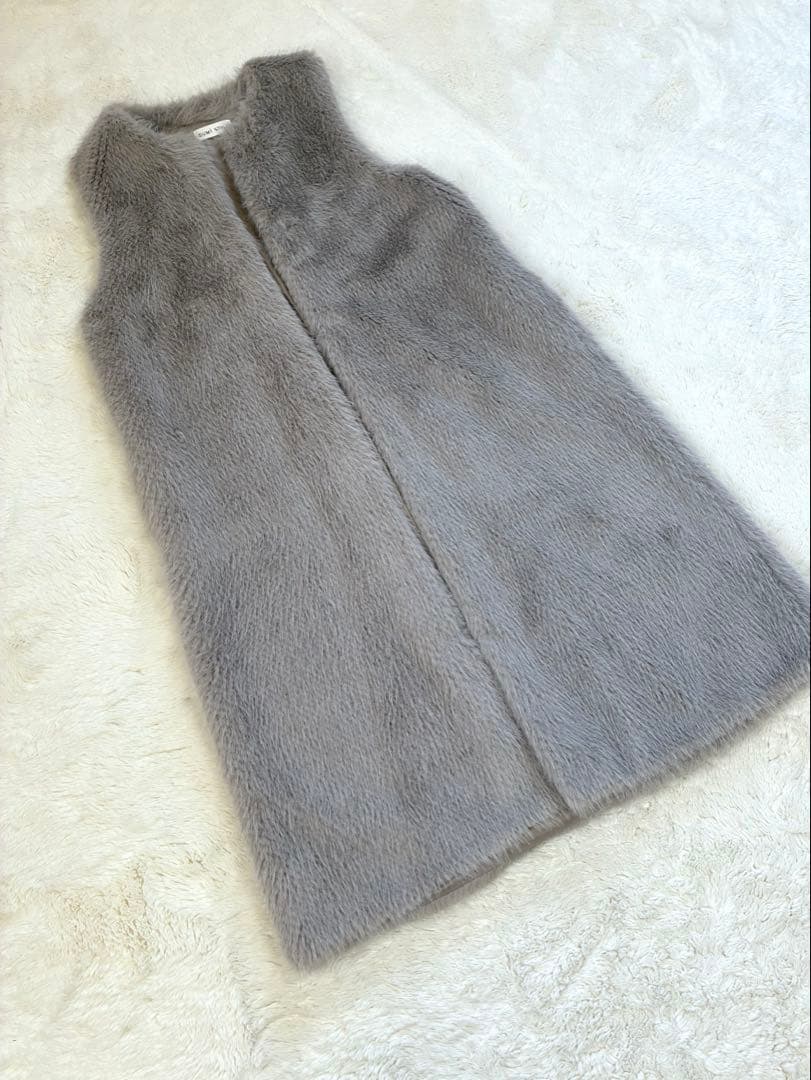 24AW イアパピヨネ スミスタイル フェイクフォックスロングベスト　ジレ