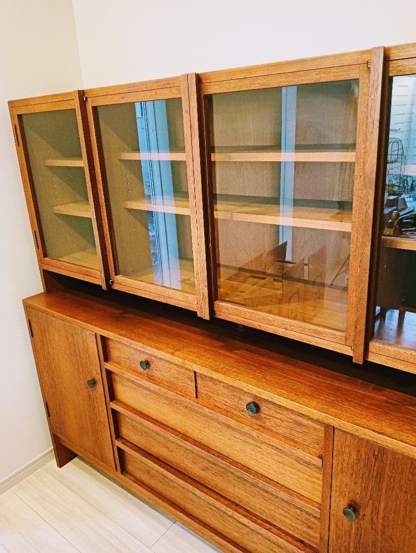 希少 チーク　カップボード　上部のみ 食器棚　キャビネット
