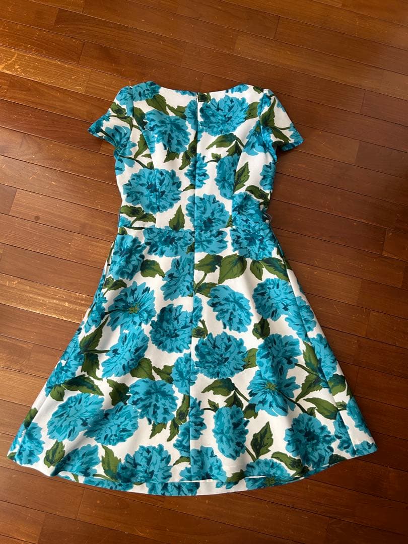 MS GRACY 青い花柄 半袖ワンピース
