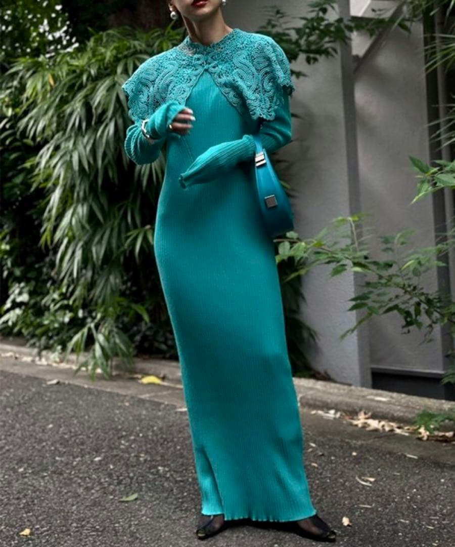 大人気！【Ameri】LACE COLLAR SET DRESS ワンピース