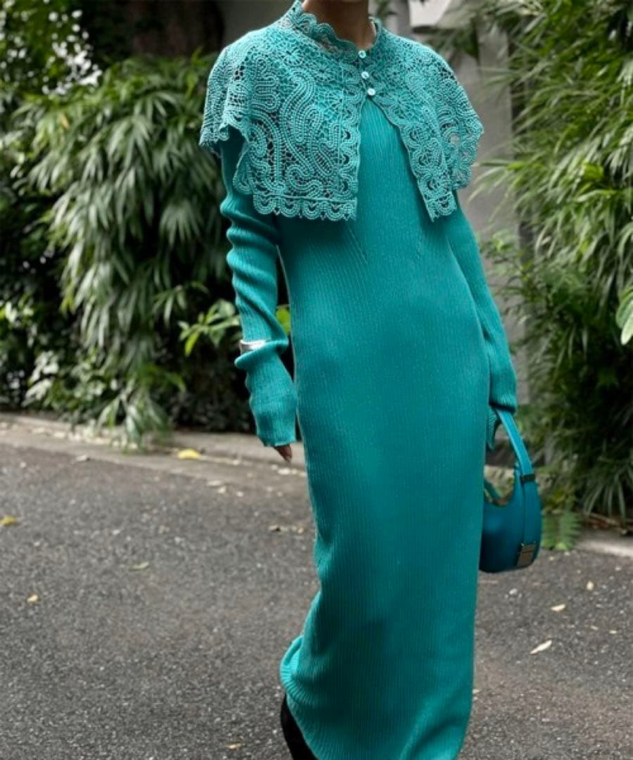 大人気！【Ameri】LACE COLLAR SET DRESS ワンピース