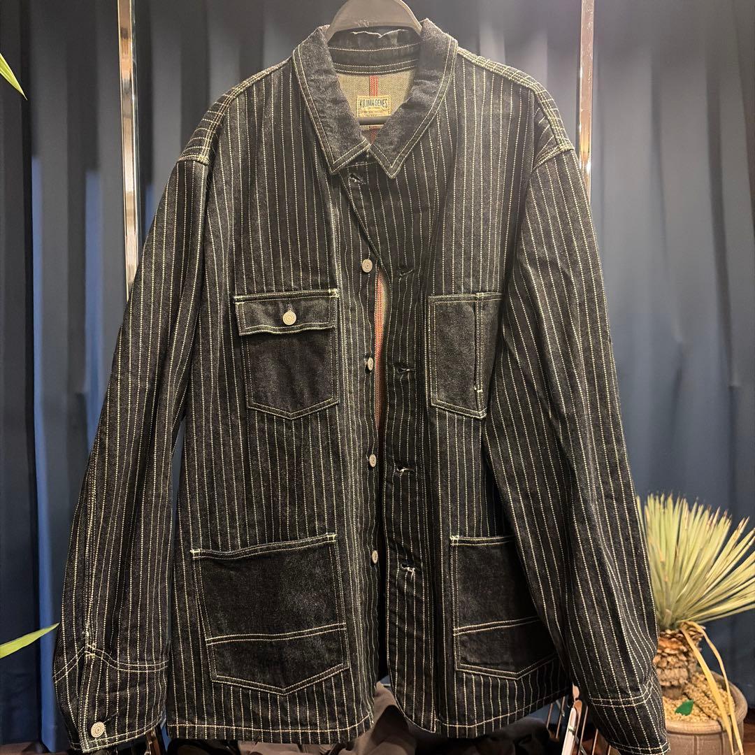 KOJIMA GENES ブラックストライプ カバーオール　ウォバッシュ