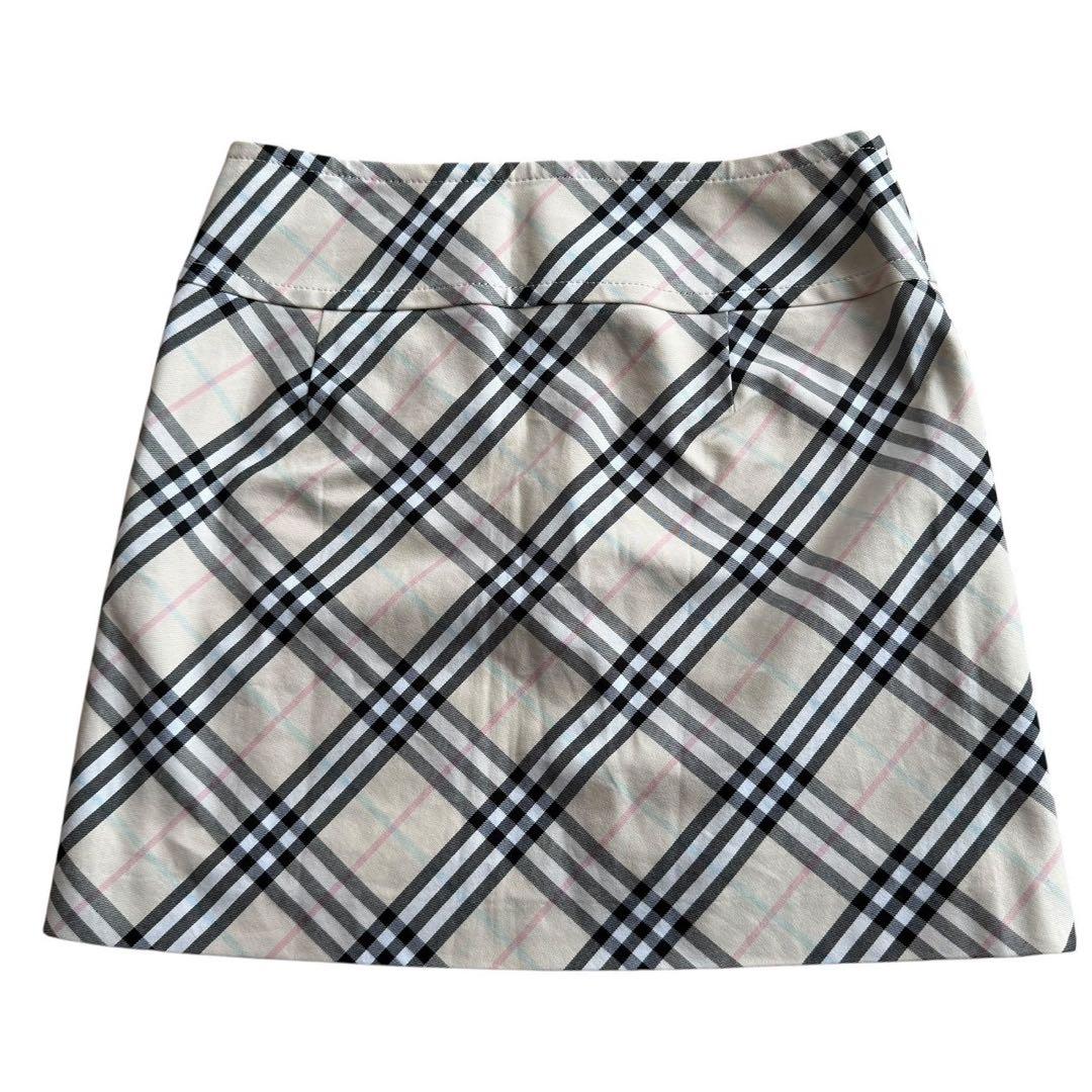 バーバリーブルーレーベル 台形 スカート Y2K ノバチェック ホースロゴ 36