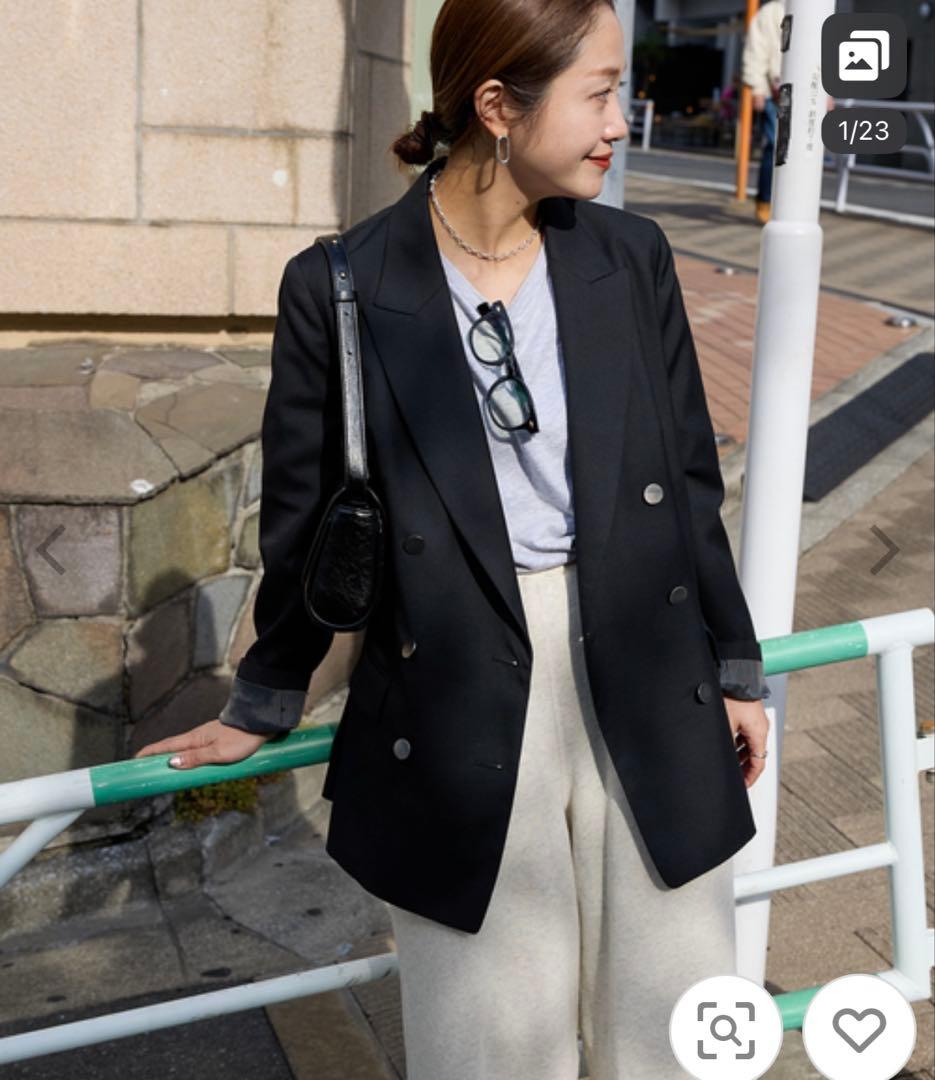 新作JOURNAL STANDARDダブルブレステッドジャケット　黒　38