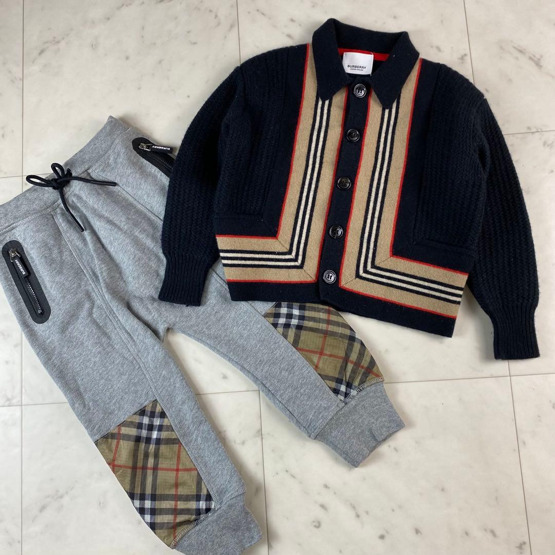 m*4様 現行タグ 4Y◎バーバリー　ニットカーディガン　スウェットパンツ　セッ