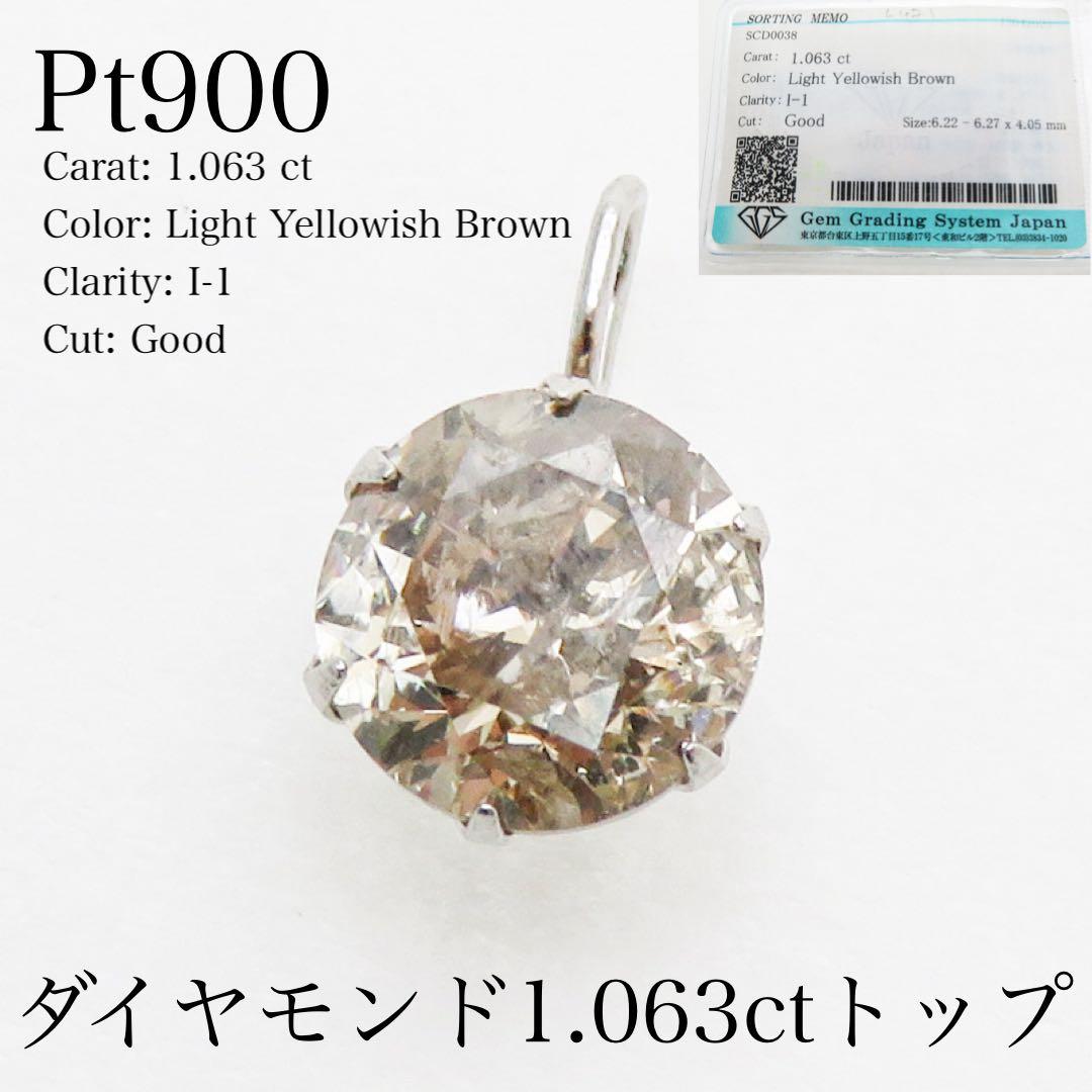 コ*ロ様 Pt900 ダイヤモンド 1.063ct ペンダントトップ ソーティン