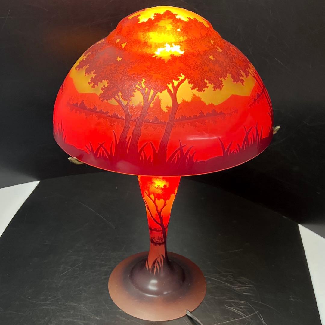 Ungureanu 湖水風景文　酸化腐食彫　大ランプ　高さ46㎝化粧共箱トヒルサ