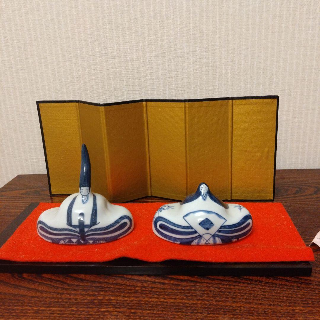 砥部雛　よし窯　雛人形　藍染の雛人形