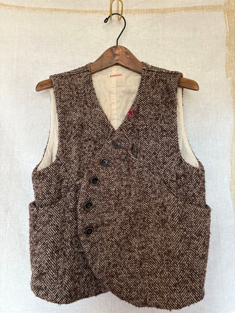 キャピタル　パンベスト　ウールブラウンヘリンボーン サイズ1 Mサイズ程度