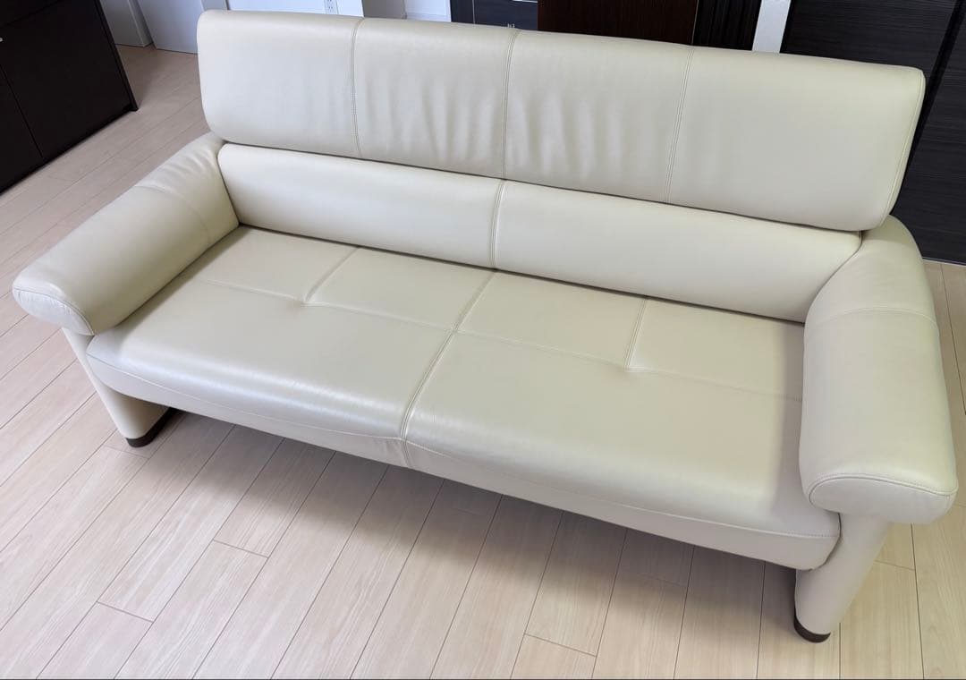 浜本工芸 革張地 3人掛けソファ