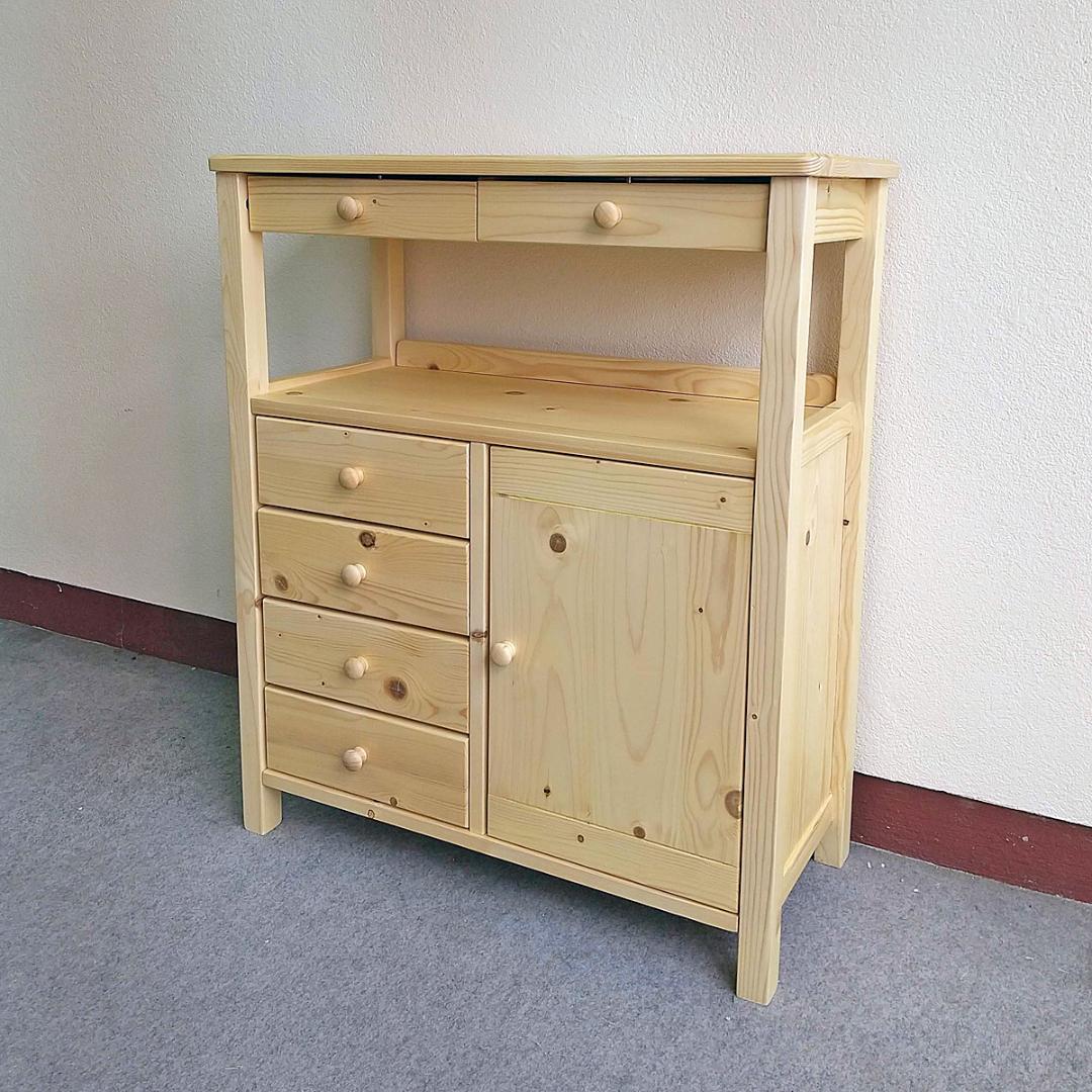 未使用訳あり　電話台　FAX台　キャビネット　パイン材　ナチュラル　カントリー調