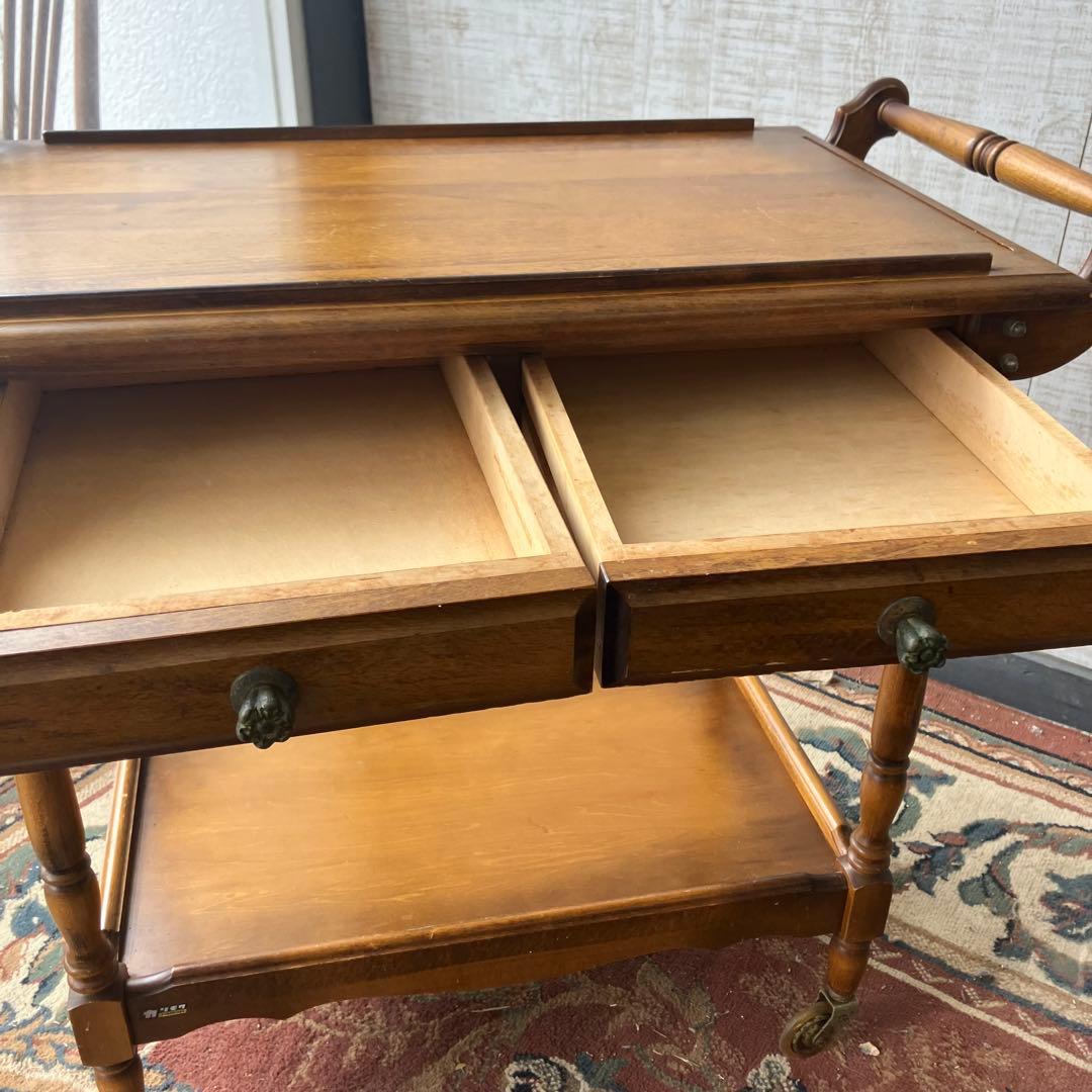 アンティーク カリモク 木製トローリー サービスワゴン キッチンカート 古家具