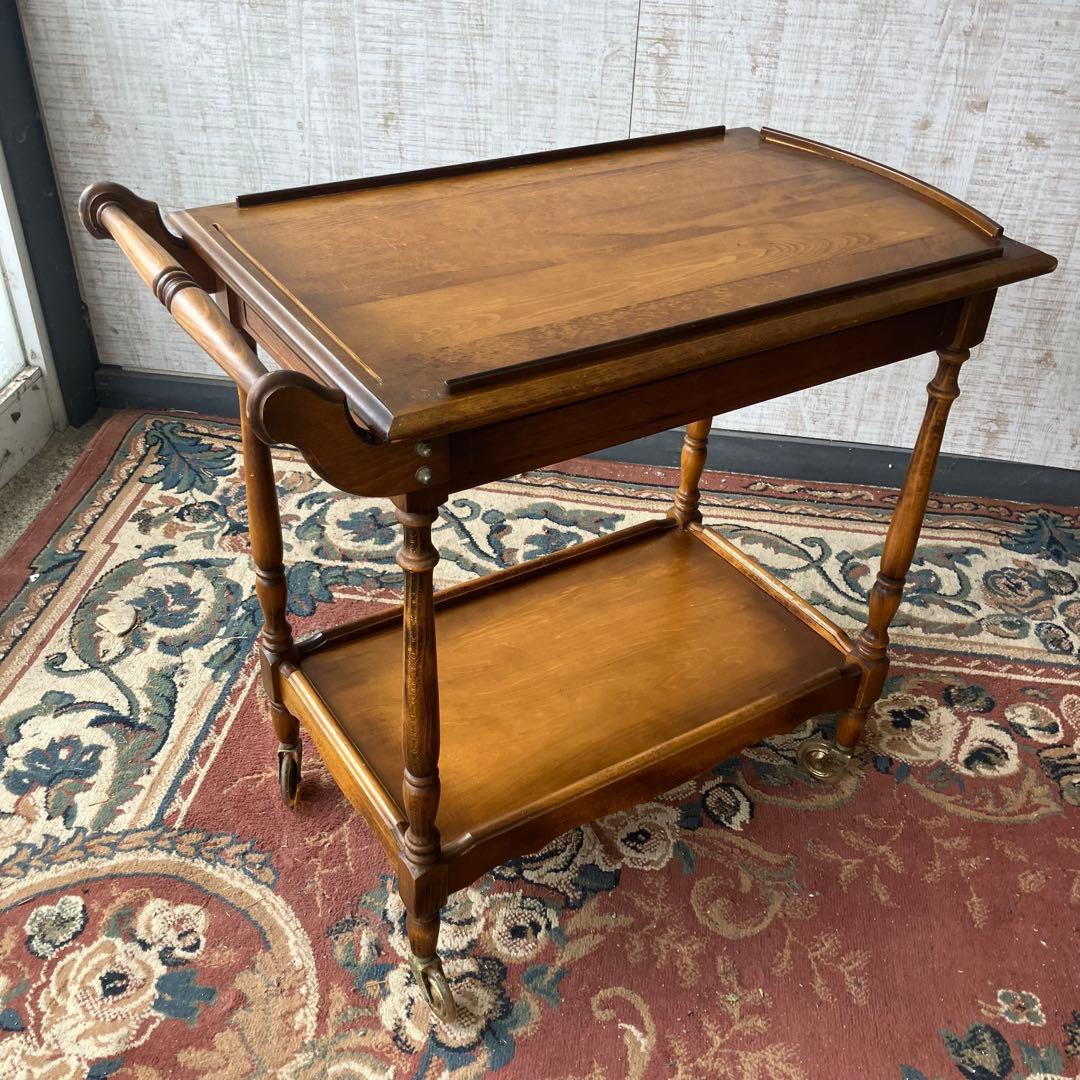 アンティーク カリモク 木製トローリー サービスワゴン キッチンカート 古家具