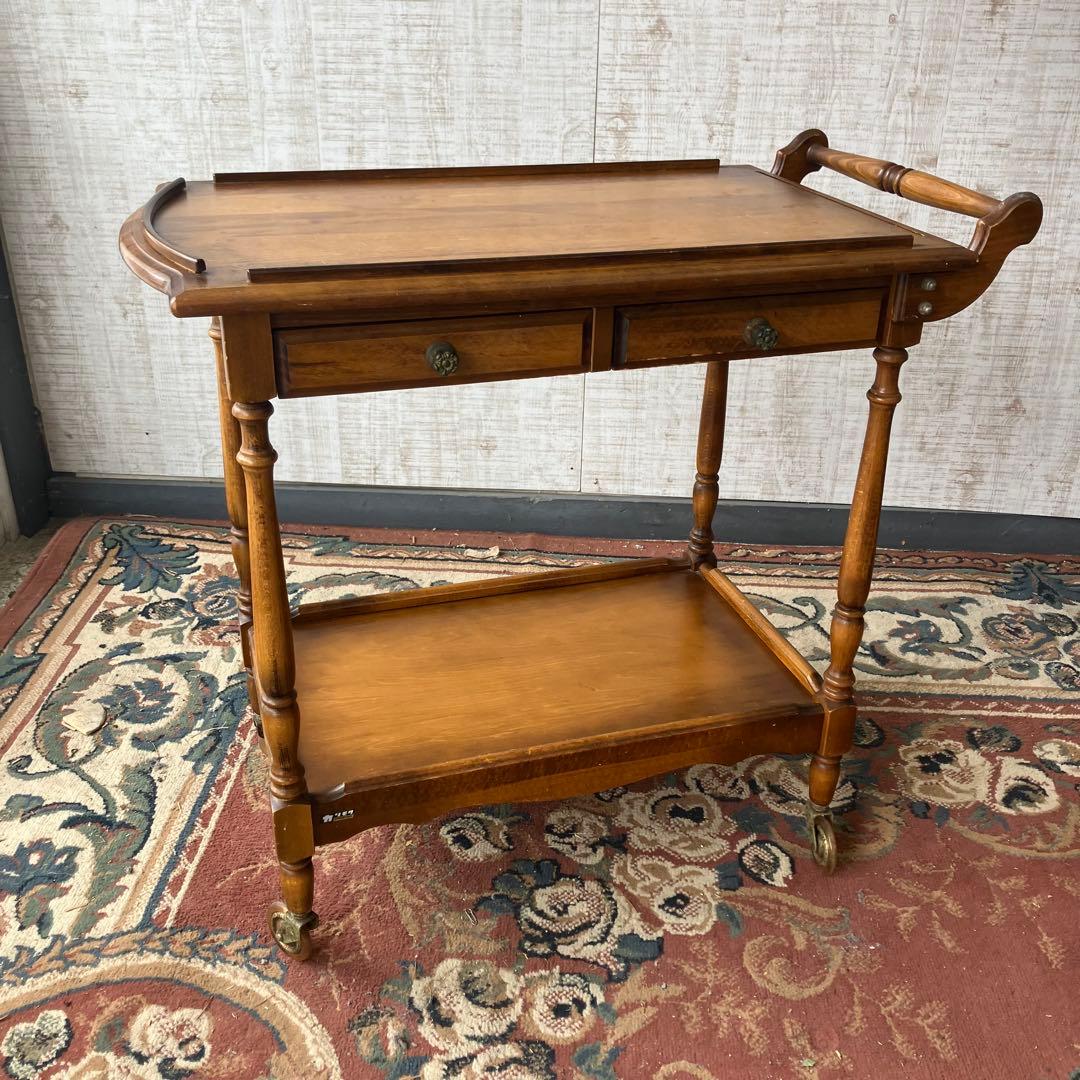アンティーク カリモク 木製トローリー サービスワゴン キッチンカート 古家具