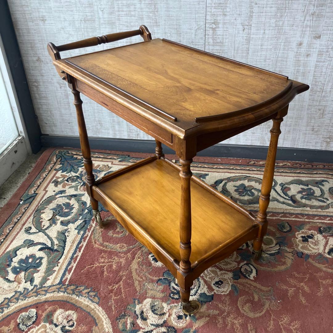 アンティーク カリモク 木製トローリー サービスワゴン キッチンカート 古家具