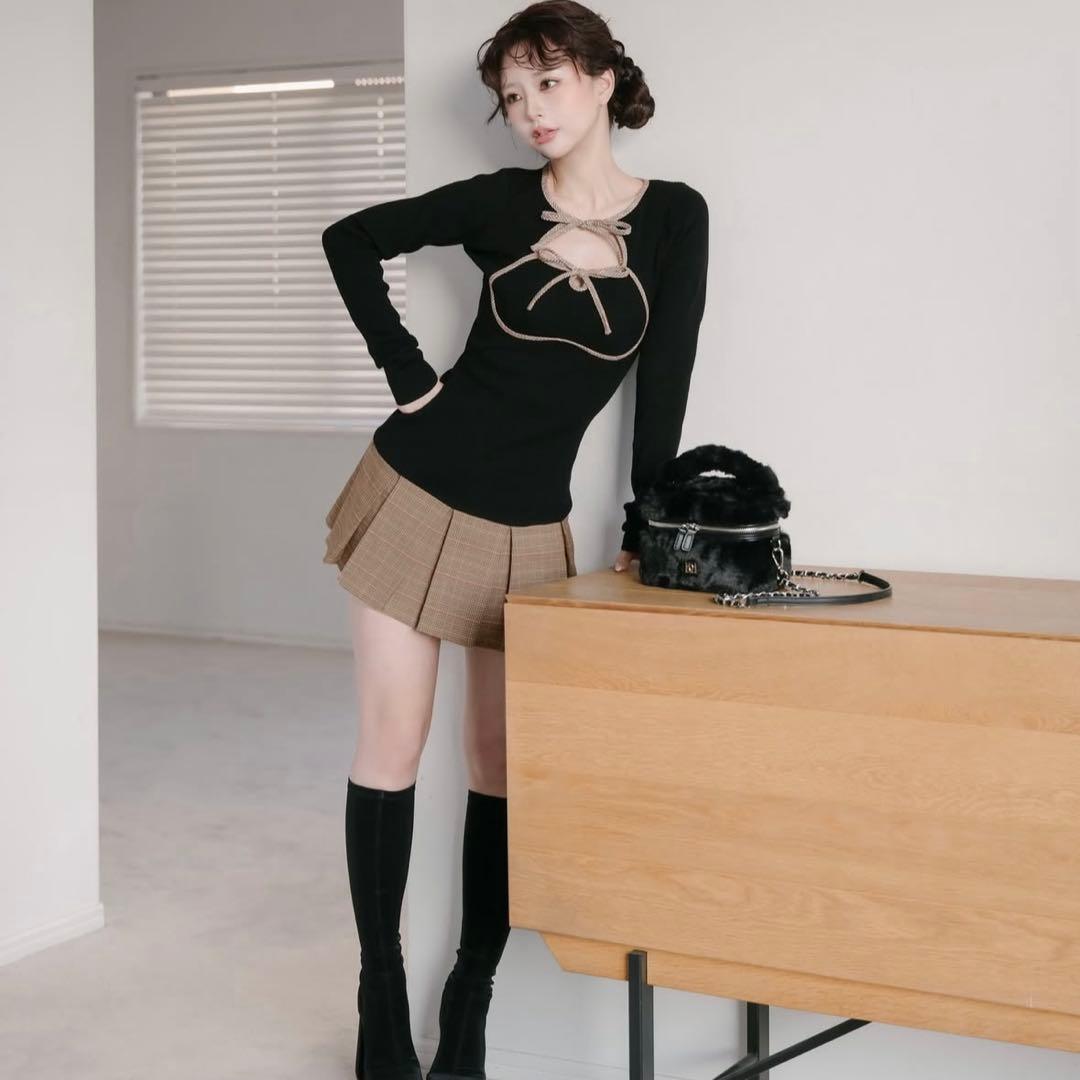 Darich ダーリッチ ポイントチェックニットミニワンピース