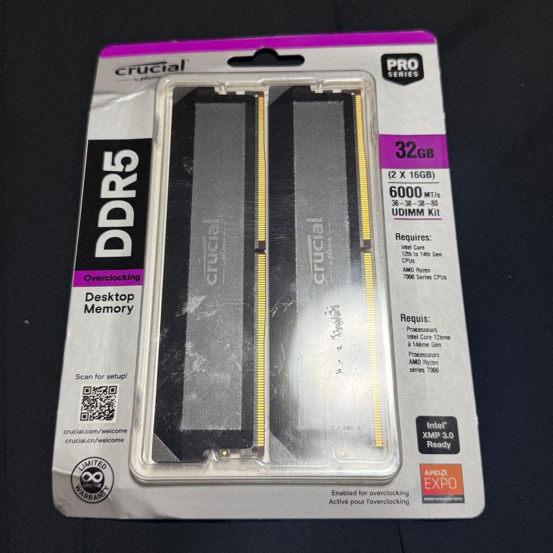 新品未開封 Crucial PRO OC DDR5-6000 32GB