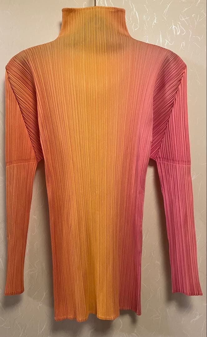 プリーツプリーズイッセイミヤケの、グラデーション ハイネック 長袖トップス