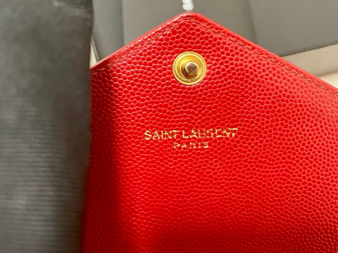 Saint Laurent レッド長財布 YSLロゴ