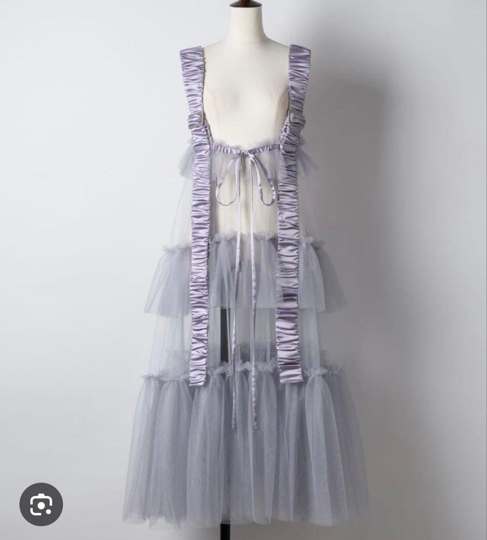 シースルーボリュームチュールデザインジレ ライトパープル