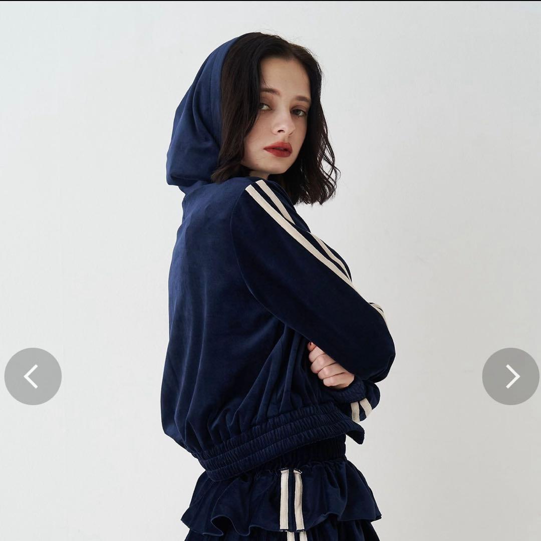 jouetie ベロアコンパクトラインZIPフーディ トラックジャケット