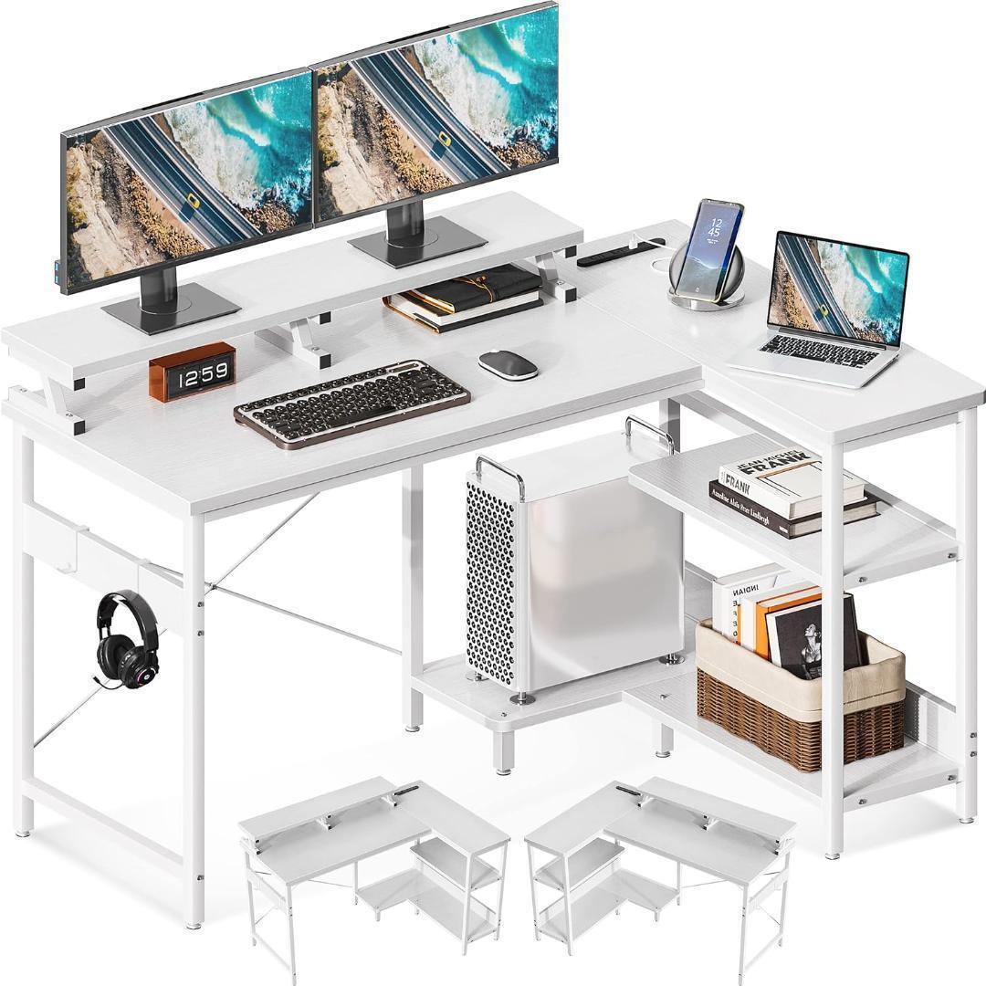 【M2389-168-120】パソコンデスク L字型　幅120cm コンセント付