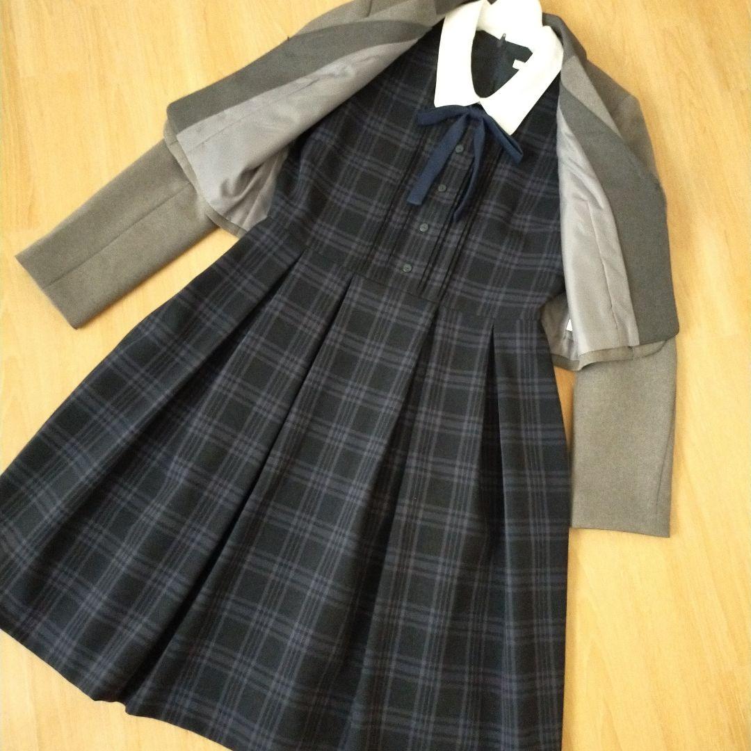 【美品】ショパン　卒服　卒業式　160　フォーマルワンピース　グレーチェック