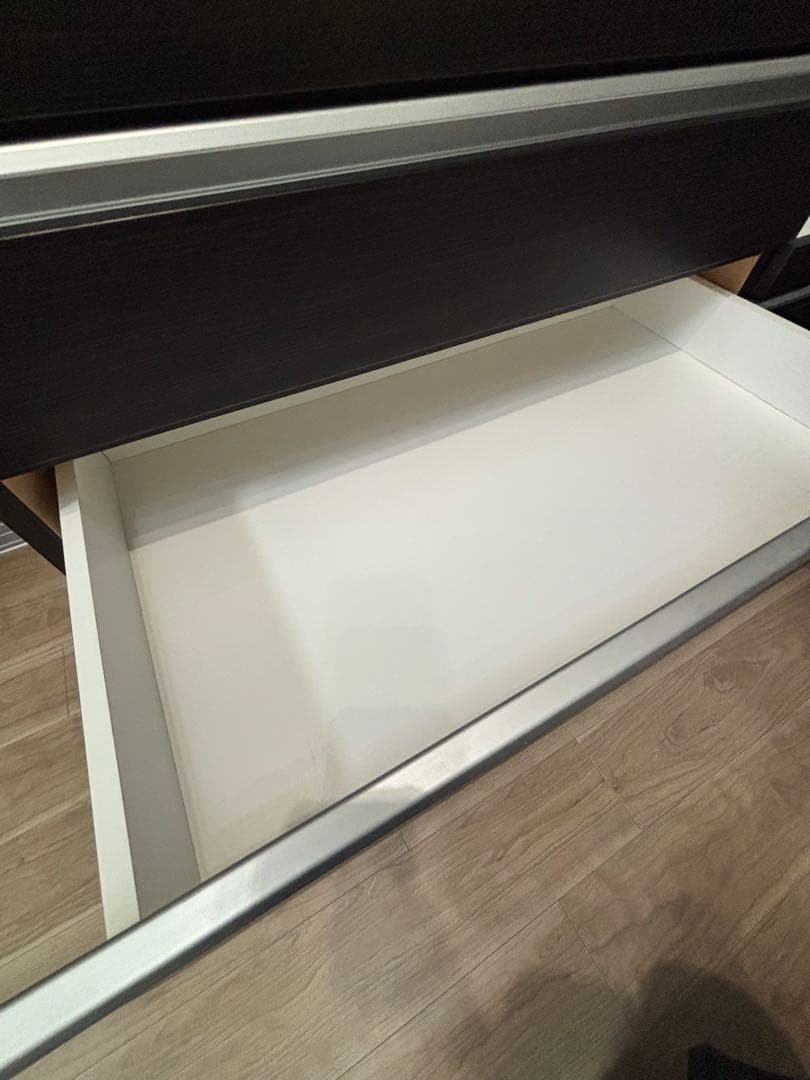 キッチンカウター　キッチンボード 食器棚 4段引き出し付き　ダークブラウン